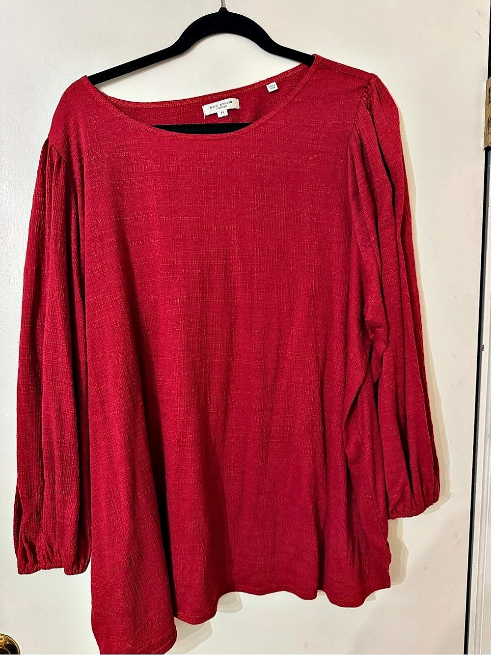Max Studio Red Long Sleeve Blouse Size 3X Like New